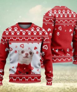 Footprint Cute Dog Ugly Christmas Sweater Knitted Gift For Men And Women