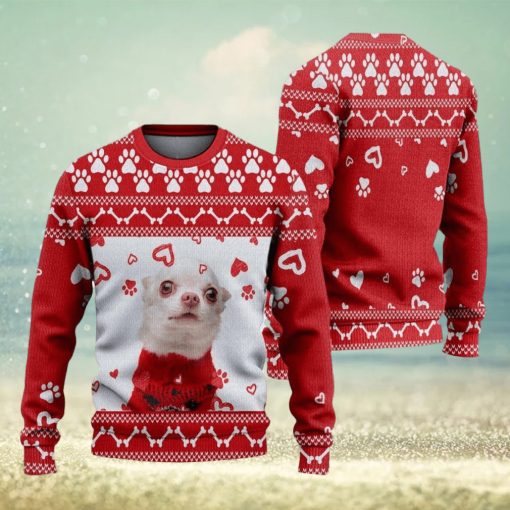 Footprint Cute Dog Ugly Christmas Sweater Knitted Gift For Men And Women