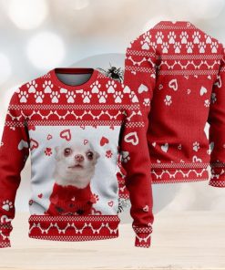 Footprint Cute Dog Ugly Christmas Sweater Knitted Gift For Men And Women