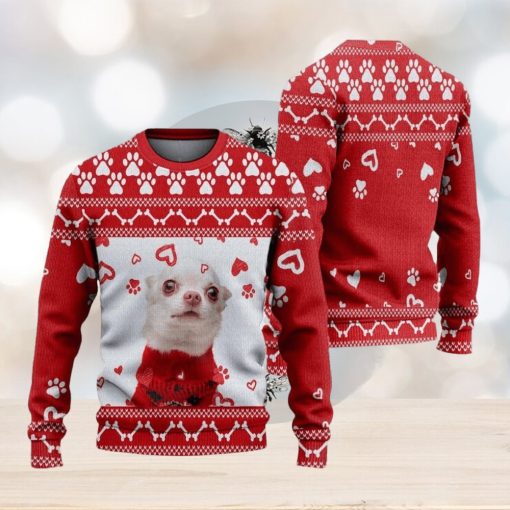 Footprint Cute Dog Ugly Christmas Sweater Knitted Gift For Men And Women