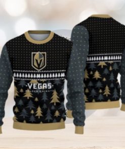 For Fans Vegas Golden Knights Christmas Tree Pattern Ugly Christmas Sweater Christmas Gift