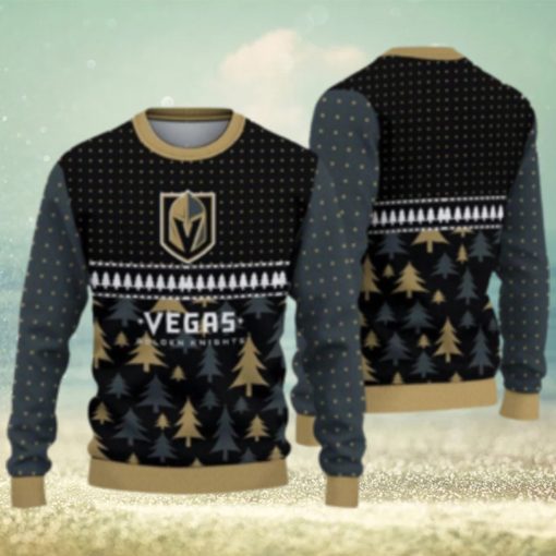 For Fans Vegas Golden Knights Christmas Tree Pattern Ugly Christmas Sweater Christmas Gift