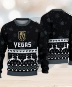 For Fans Vegas Golden Knights Xmax Gift Snow Reindeer Pattern Ugly Christmas Sweater