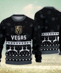 For Fans Vegas Golden Knights Xmax Gift Snow Reindeer Pattern Ugly Christmas Sweater