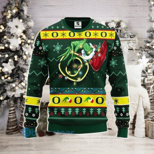 For NCAA Fans Oregon Ducks Grinch Hand Funny Men And Women Christmas Gift 3D Ugly Christmas Sweater