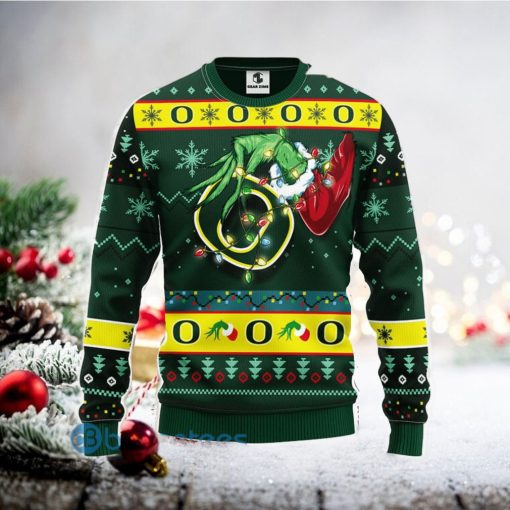 For NCAA Fans Oregon Ducks Grinch Hand Funny Men And Women Christmas Gift 3D Ugly Christmas Sweater