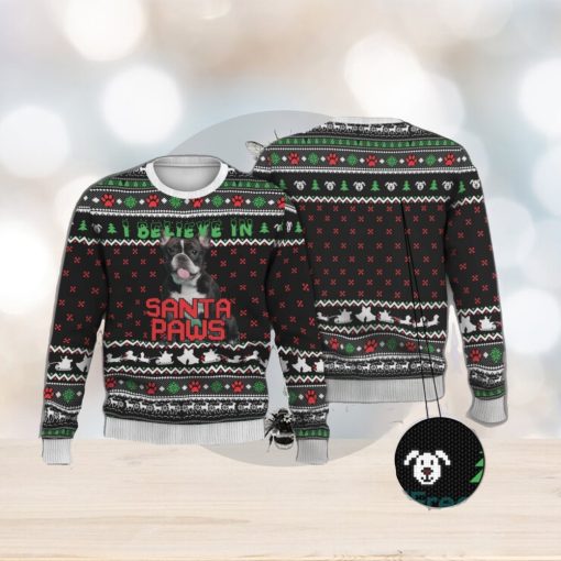 Frenchie I Believe In Santa Paws Ugly Sweater For Christmas