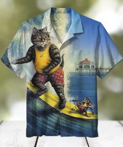 Funny Cat And Mouse Surfing Hawaiian Shirt Thoughtful Personalized Gift For The Whole Family