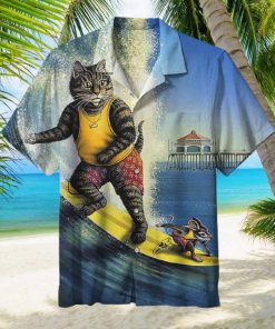 Funny Cat And Mouse Surfing Hawaiian Shirt   Thoughtful Personalized Gift For The Whole Family