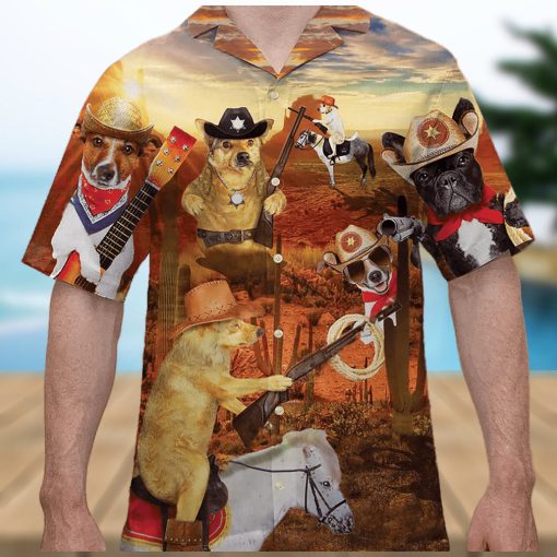 Funny Cowboy Hawaiian Shirt Beach Gift For Dog Lovers