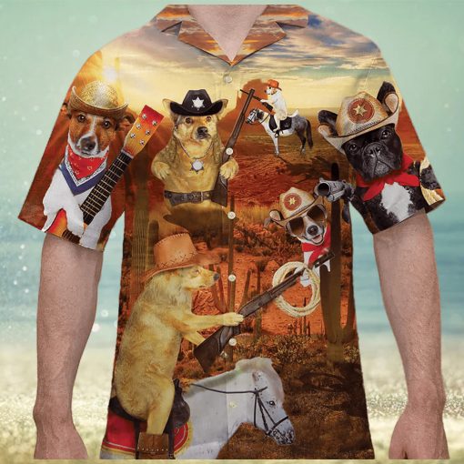 Funny Cowboy Hawaiian Shirt Beach Gift For Dog Lovers