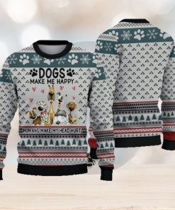 Funny Dogs Make Me Happy Ugly Christmas Sweater Holiday For Men And Women