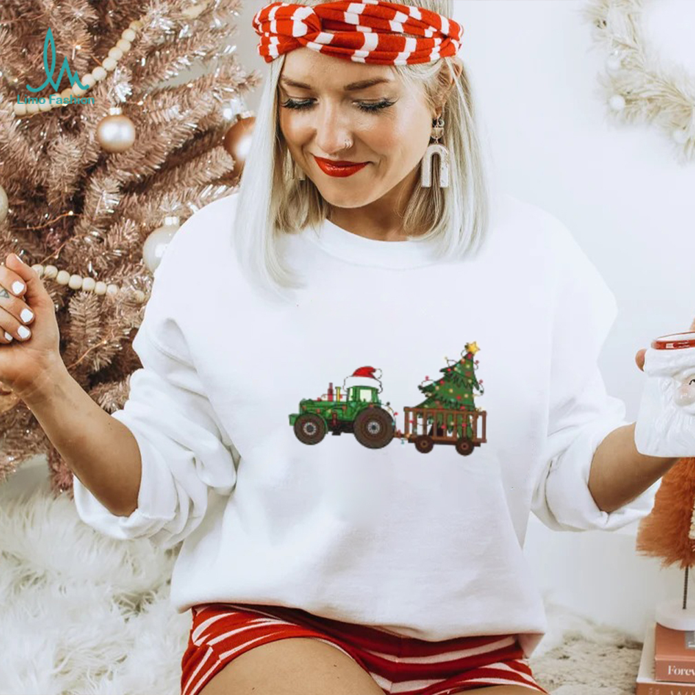 Funny Farming Tractor Graphic Christmas Tree' Men's Sport T Shirt Funny Farming Tractor Graphic Christmas Tree' Men's Sport T Shirt
