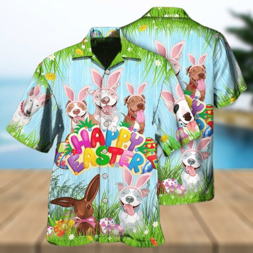 Funny Happy Easter Pitbulls Hawaiian Shirt Gift For Dog Lovers