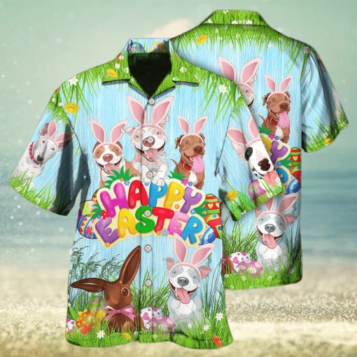 Funny Happy Easter Pitbulls Hawaiian Shirt Gift For Dog Lovers