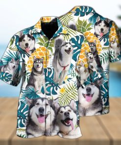 Funny Husky Tropical Leaf Hawaiian Shirt Beach Gift For Dog Lovers