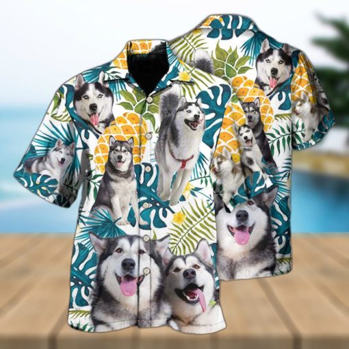 Funny Husky Tropical Leaf Hawaiian Shirt Beach Gift For Dog Lovers