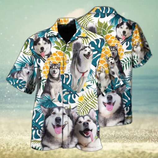 Funny Husky Tropical Leaf Hawaiian Shirt Beach Gift For Dog Lovers