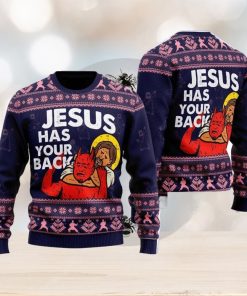 Funny Jesus Has Your Back Ugly Christmas Sweater For Men And Women