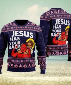 Funny Jesus Has Your Back Ugly Christmas Sweater For Men And Women