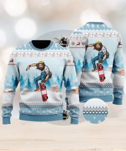 Funny Jesus Skateboarding Christmas Ugly Christmas Sweater Gift For Men And Women