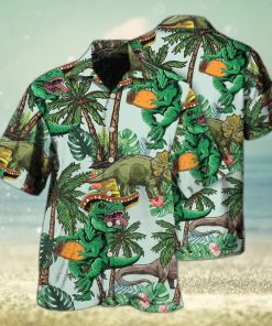 Funny Jurassic Park Dinosaur Hawaiian Shirt Tropical Tree Pattern Gift For Beach Trip