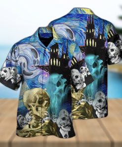 Funny Skull Smoke Scream Starry Night Boo Halloween Gift Hawaiian Shirt