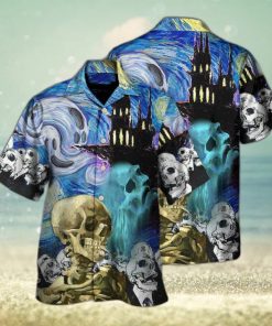 Funny Skull Smoke Scream Starry Night Boo Halloween Gift Hawaiian Shirt