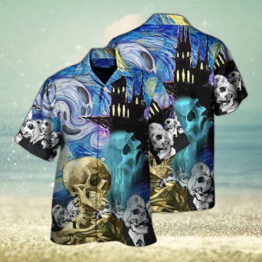 Funny Skull Smoke Scream Starry Night Boo Halloween Gift Hawaiian Shirt