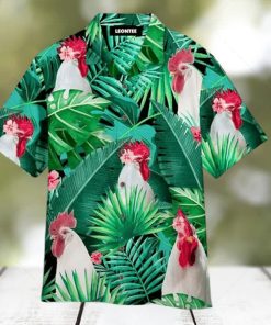 Funny Tropical White Rooster Custom Photo Hawaiian Shirt for Men Women