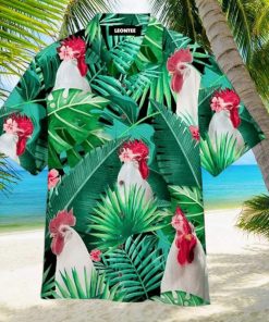 Funny Tropical White Rooster Custom Photo Hawaiian Shirt for Men Women