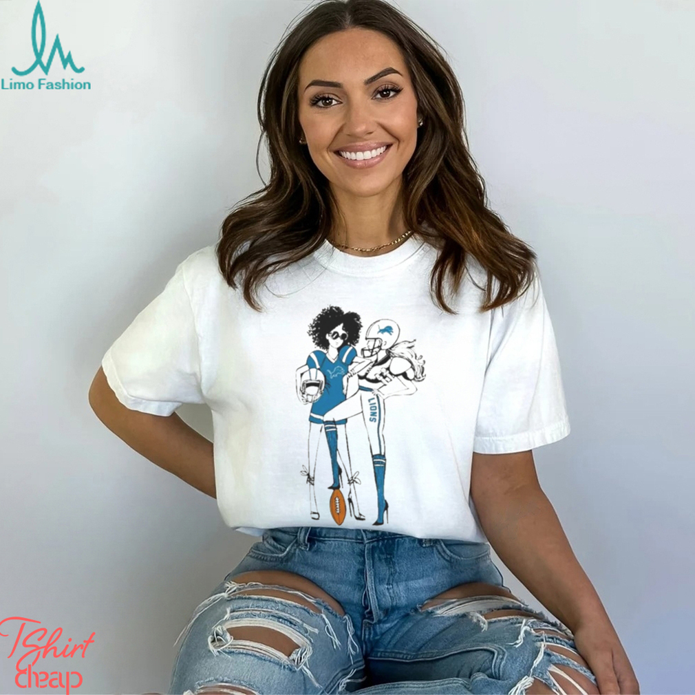 Detroit Lions G-III 4Her by Carl Banks Women's Fashion Illustration T-Shirt  - White/Blue