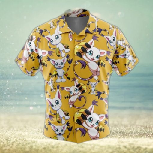 Gatomon Digimon Button Up Hawaiian Shirt