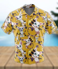 Gatomon Digimon Button Up Hawaiian Shirt