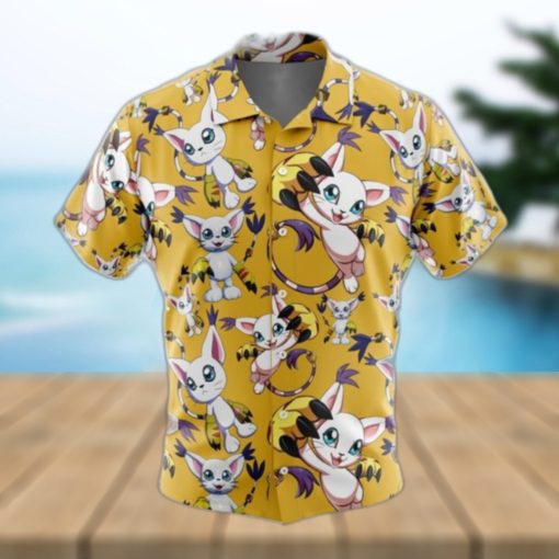 Gatomon Digimon Button Up Hawaiian Shirt