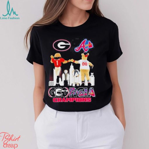 Georgia Champions Georgia Bulldogs And Atlanta Braves Mascot Sky 2023 Shirt