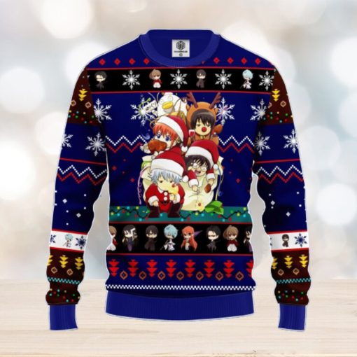 Gintama Ugly Christmas Sweater Blue 1 Amazing Gift Men And Women Christmas Gift