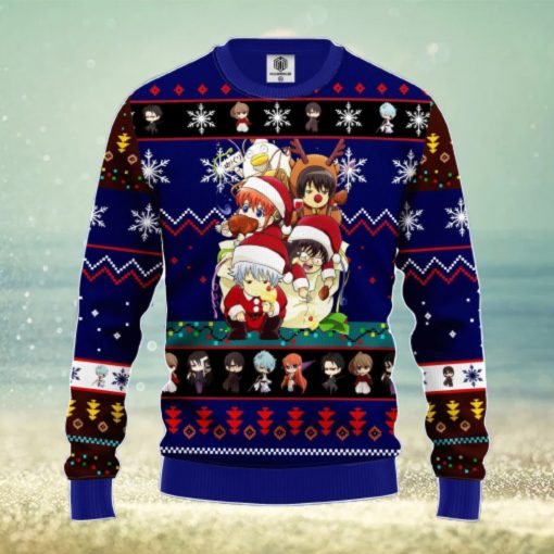 Gintama Ugly Christmas Sweater Blue 1 Amazing Gift Men And Women Christmas Gift