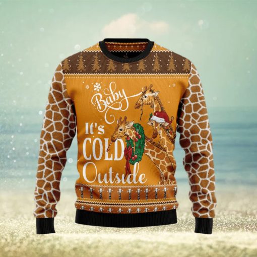 Giraffe Baby It‘s Cold Outside Ugly Christmas Sweater Gift Men Women