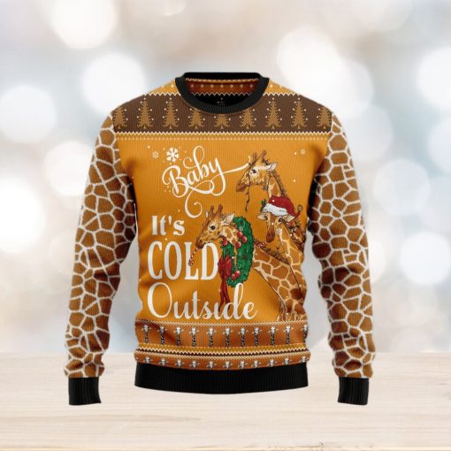 Giraffe Baby It‘s Cold Outside Ugly Christmas Sweater Gift Men Women