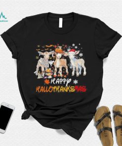 Goats Holiday Happy Hallothanksmas Goat Halloween Thanks Giving Christmas T Shirt