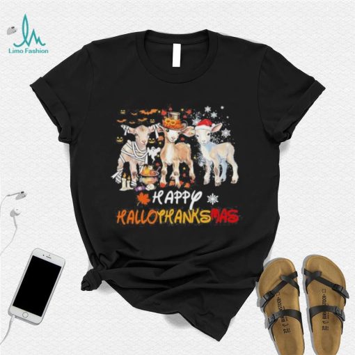 Goats Holiday Happy Hallothanksmas Goat Halloween Thanks Giving Christmas T  Shirt