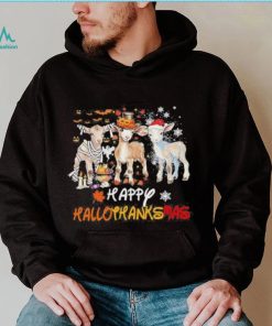 Goats Holiday Happy Hallothanksmas Goat Halloween Thanks Giving Christmas T Shirt