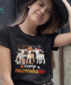 Goats Holiday Happy Hallothanksmas Goat Halloween Thanks Giving Christmas T Shirt