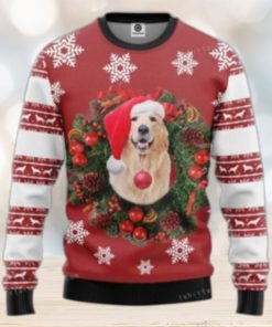 Golden Retriever Christmas Wreath Ugly Sweater