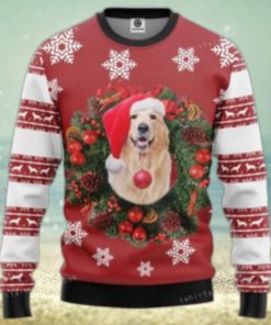 Golden Retriever Christmas Wreath Ugly Sweater