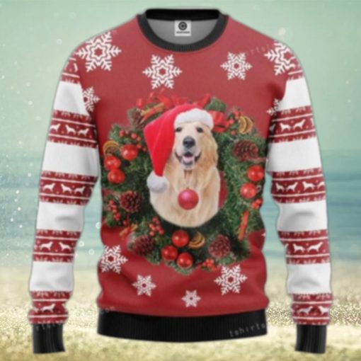 Golden Retriever Christmas Wreath Ugly Sweater