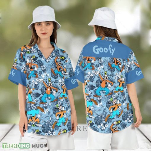 Goofy Tropical Leaves Hawaiian Shirt Disneyland Vacation Button Shirt Goofy Beach Aloha Shirt