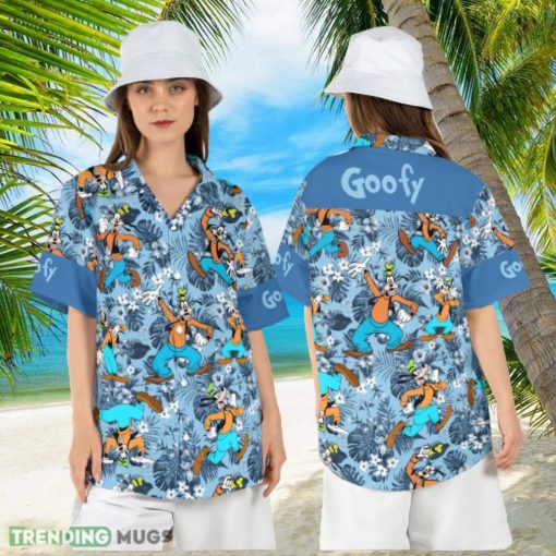 Goofy Tropical Leaves Hawaiian Shirt Disneyland Vacation Button Shirt Goofy Beach Aloha Shirt