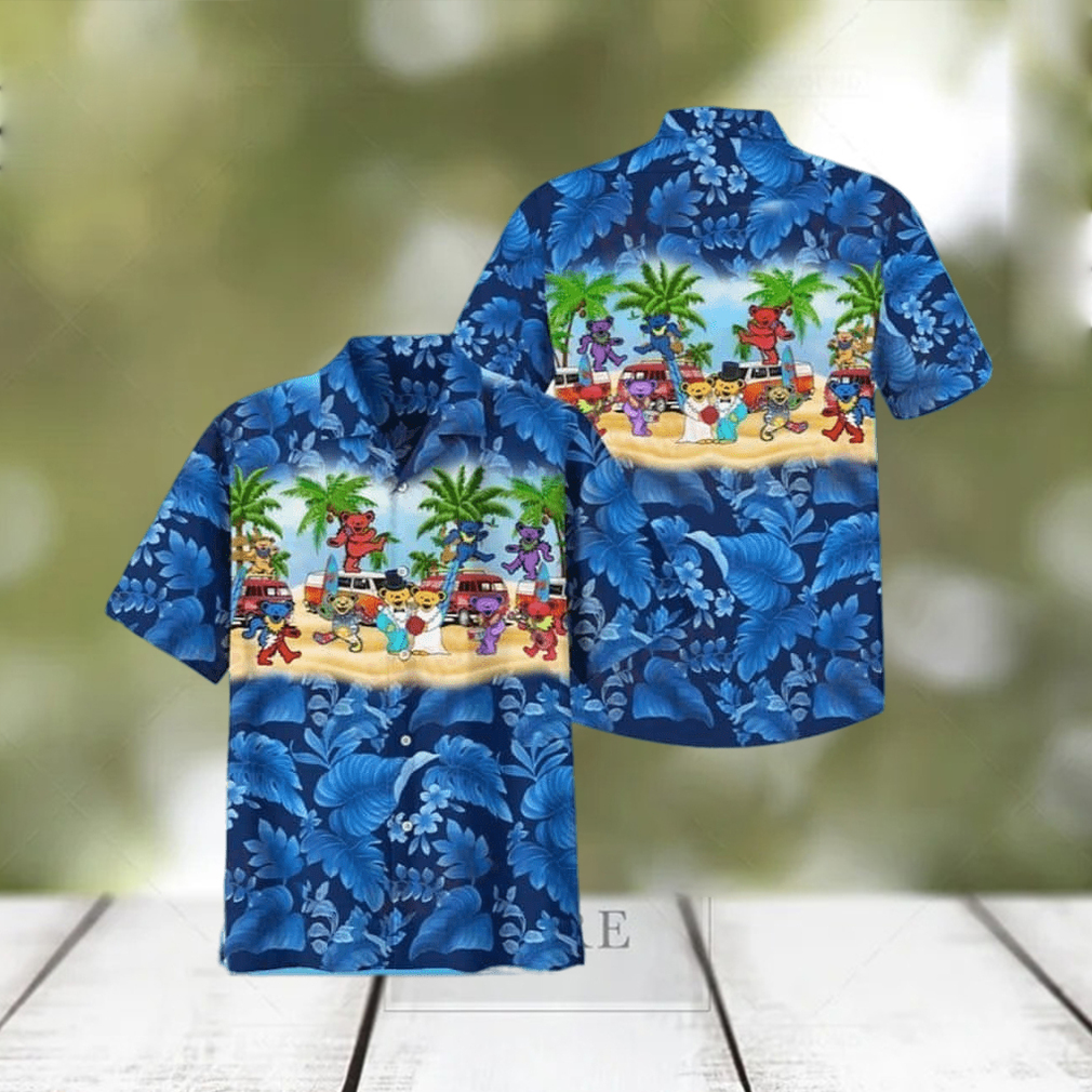Hawaiian Shirt Colorful Dancing Bears Grateful Dead Aloha Shirt